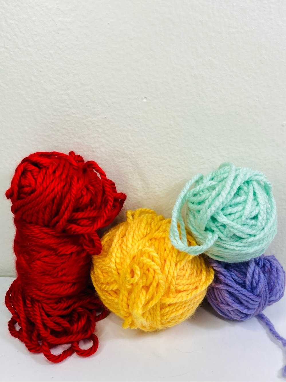 250g + Chunky Bright Yarn Bundle - Red, Yellow, Mint, Purple